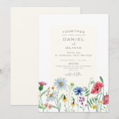 Waterverf Elegante Illustratieve Bloemenbruiloft Kaart (Voorkant / Achterkant)