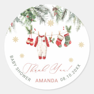 Waterverf Elegante Kerstman Baby Kerstmis Baby Sho Ronde Sticker