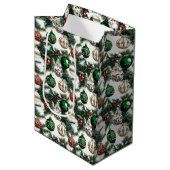 Waterverf Elegante Kerstversiering Vakantie Medium Cadeauzakje (Voorkant Gekanteld)