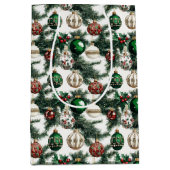 Waterverf Elegante Kerstversiering Vakantie Medium Cadeauzakje (Voorkant)