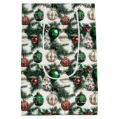 Waterverf Elegante Kerstversiering Vakantie Medium Cadeauzakje (Achterkant)