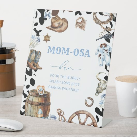 Waterverf elegante kleine cowboy baby shower moede reclamebord met voetstuk (Insitu)