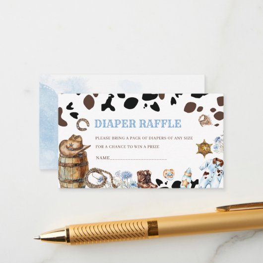 Waterverf elegante Kleine cowboy Rodeo Country ba Informatiekaartje (Voorkant / Achterkant in situ)