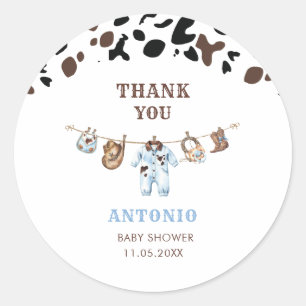 Waterverf Elegante Kleine Cowboy Rodeo Landelijke  Ronde Sticker