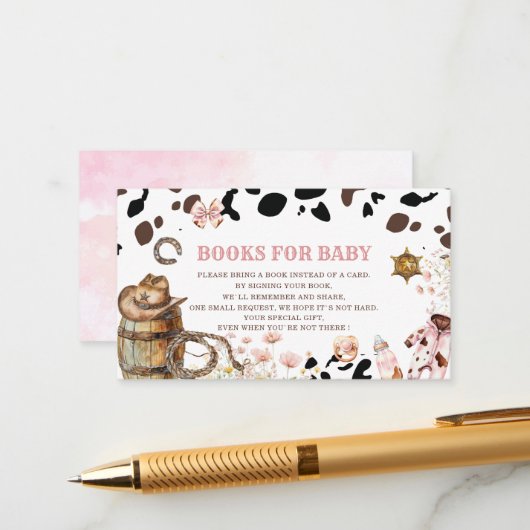 Waterverf elegante Kleine cowgirl Rodeo country ba Informatiekaartje (Voorkant / Achterkant in situ)