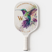 Waterverf Elegante kolibrie met aangepaste naam Pickleball Paddle (Achterkant)