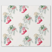 Waterverf Elegante Kous Kerstboom Cadeaupapier (Vlak)