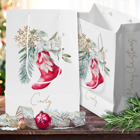 Waterverf Elegante Kous Naam Script Vakantie Medium Cadeauzakje