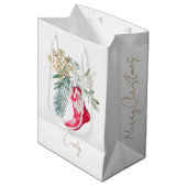 Waterverf Elegante Kous Naam Script Vakantie Medium Cadeauzakje (Voorkant Gekanteld)