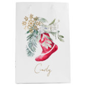 Waterverf Elegante Kous Naam Script Vakantie Medium Cadeauzakje (Voorkant)