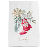 Waterverf Elegante Kous Naam Script Vakantie Medium Cadeauzakje (Achterkant)