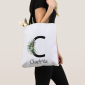 Waterverf elegante letter bloem wit tote bag (Dichtbij)