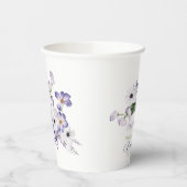 Waterverf Elegante lila bloemen baby shower Papieren Bekers (Links)