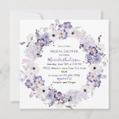 Waterverf elegante lila bloemen bruidsdouche feestdagenkaart (Voorkant)