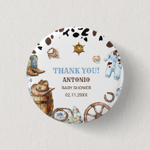 Waterverf elegante Little Cowboy RodePaper servet Ronde Button 3,2 Cm