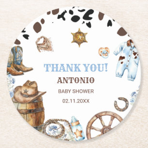 Waterverf elegante Little Cowboy RodePaper servet Ronde Kartonnen Onderzetter