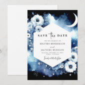 Waterverf Elegante Maanverlichte bruiloft Save The Date (Voorkant / Achterkant)