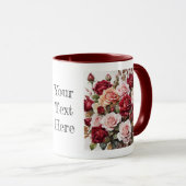 Waterverf Elegante Maroon Rozen Bloem Mok (Voorkant rechts)