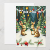 Waterverf Elegante Moderne Dennenbomen Kerstliedje Feestdagenkaart (Voorkant / Achterkant)