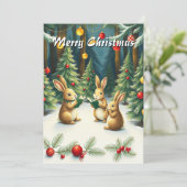 Waterverf Elegante Moderne Dennenbomen Kerstliedje Feestdagenkaart (Staand voorkant)