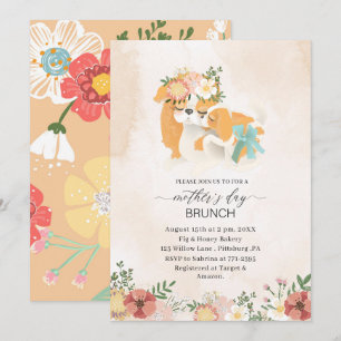 Waterverf Elegante Moeder is Dag brunch Baby showe Kaart