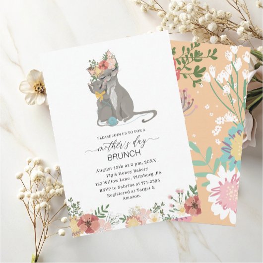 Waterverf Elegante Moeder is Dag brunch Baby showe Kaart