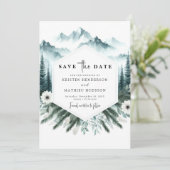 Waterverf Elegante Mountain Wedding Save The Date (Staand voorkant)