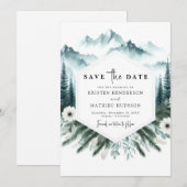 Waterverf Elegante Mountain Wedding Save The Date (Voorkant / Achterkant)
