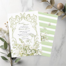 Waterverf Elegante Pastelgroene Bloemige Bruilofts
