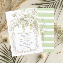 Waterverf Elegante Pastelgroene bloemrijke Bruilof