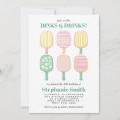 Waterverf Elegante Pickleball Verjaardagsuitnodigi Kaart (Voorkant)