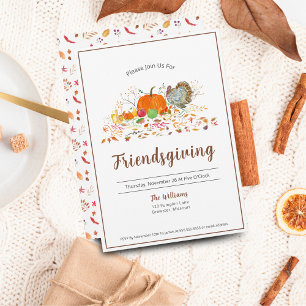 Waterverf Elegante Pompoen, Kalkoen Friendsgiving Kaart