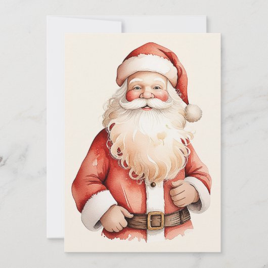Waterverf Elegante Retro Classic Santa Claus Feestdagenkaart (Voorkant)