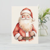 Waterverf Elegante Retro Classic Santa Claus Feestdagenkaart (Staand voorkant)