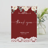 Waterverf Elegante Rode bruiloft Dank u kaart (Staand voorkant)