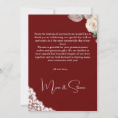 Waterverf Elegante Rode bruiloft Dank u kaart (Achterkant)