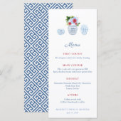 Waterverf Elegante Rode Witte Blauwe Trouw Bruilof Menu (Voorkant / Achterkant)