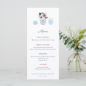 Waterverf Elegante Rode Witte Blauwe Trouw Bruilof Menu (Staand voorkant)