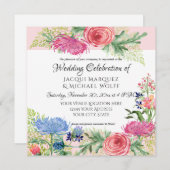 Waterverf Elegante Roze Bloem en Varensblad Kaart (Voorkant / Achterkant)