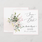 Waterverf Elegante Roze Eucalyptus Kaart (Voorkant / Achterkant)