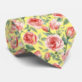 Waterverf Elegante Roze Rozen Bruiloft Stropdas (Opgerold)