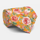 Waterverf Elegante Roze Rozen Bruiloft Stropdas (Opgerold)
