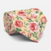 Waterverf Elegante Roze Rozen Bruiloft      Stropdas (Opgerold)