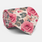 Waterverf Elegante Roze Rozen Bruiloft      Stropdas (Opgerold)