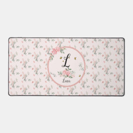 Waterverf Elegante Roze Rozen met Vlinders Bureaumat