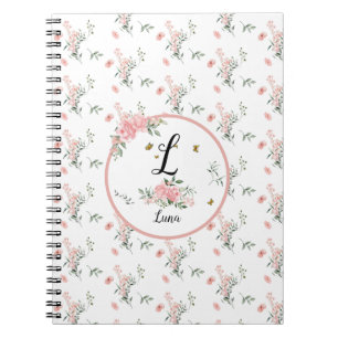 Waterverf Elegante Roze Rozen met Vlinders Notitieboek