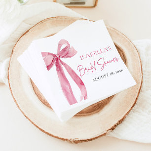Waterverf Elegante Roze Strik Bruidsdouche Servet