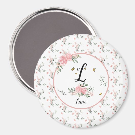 Waterverf Elegante Rozen met Vlinders Magneet (Voorkant / Achterkant)