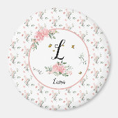 Waterverf Elegante Rozen met Vlinders Magneet (Voorkant)