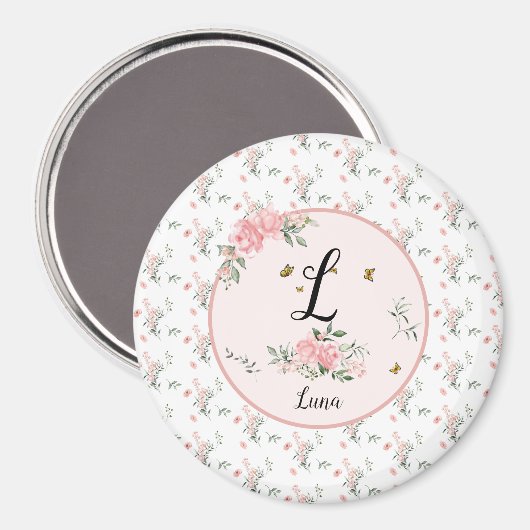 Waterverf Elegante Rozen met Vlinders Magneet (Voorkant / Achterkant)